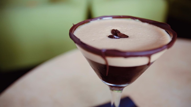 Chocolate-frosted Espresso Martini with espresso beans