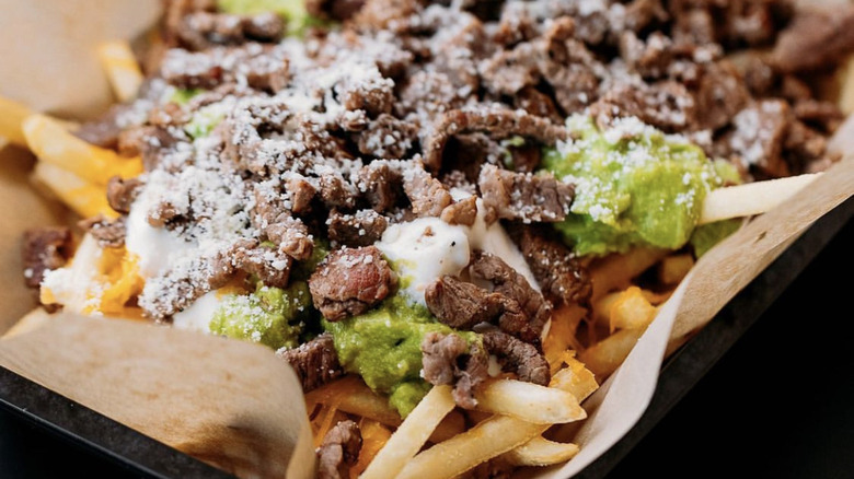 Carne asada fries with steak