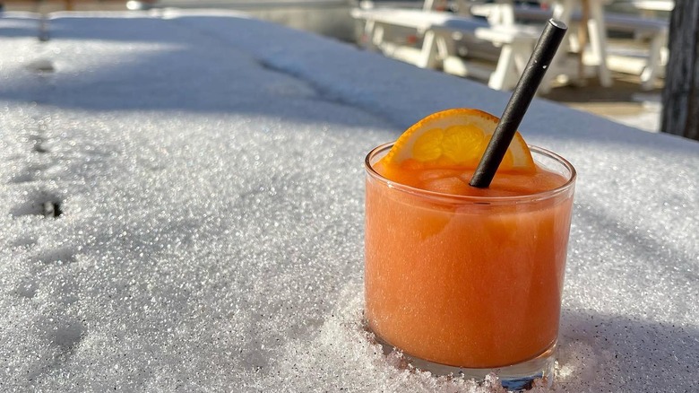 Negroni Slushy in snow