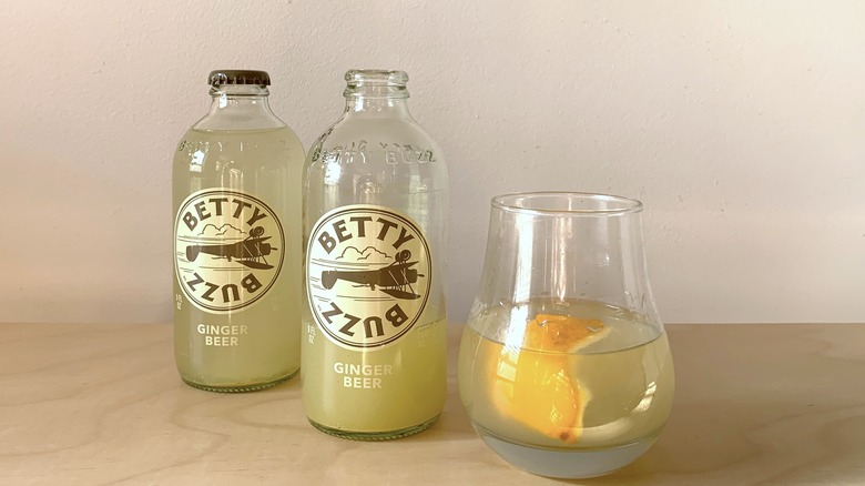 Betty Buzz ginger beer bottles and mocktail