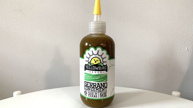 Yellowbird Serrano hot sauce bottle