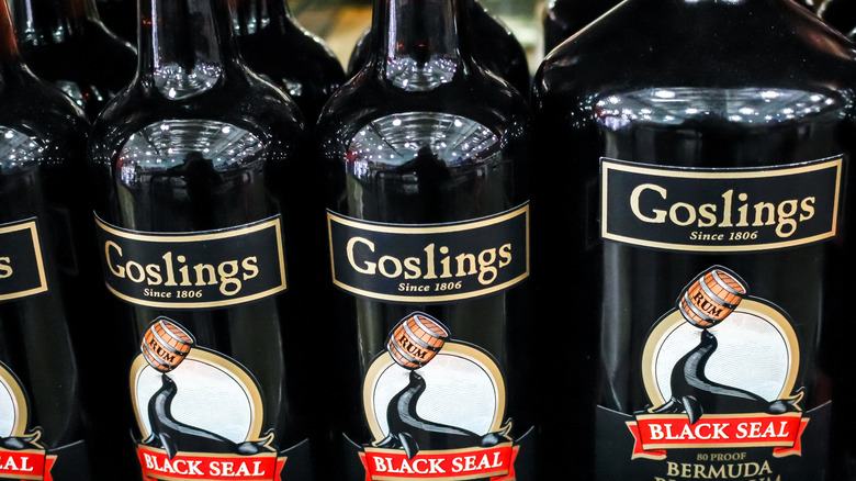 bottles of Goslings dark rum