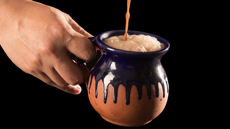 Mexican hot chocolate being poured