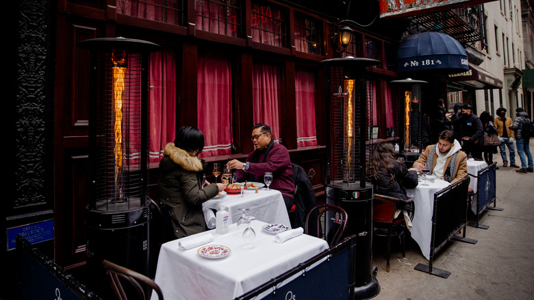 People dining at Carbone restaurant Greenwich Village 