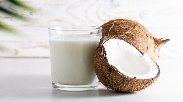 coconut milk and a coconut