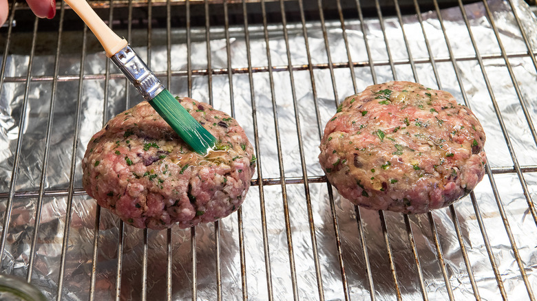 burgers on grill