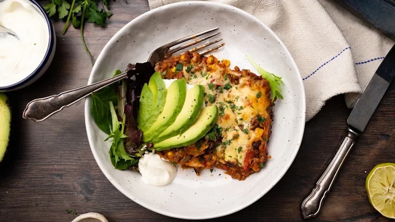 Casserole with avocado