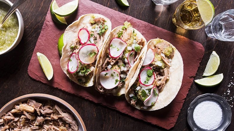 Tacos with radish and salsa