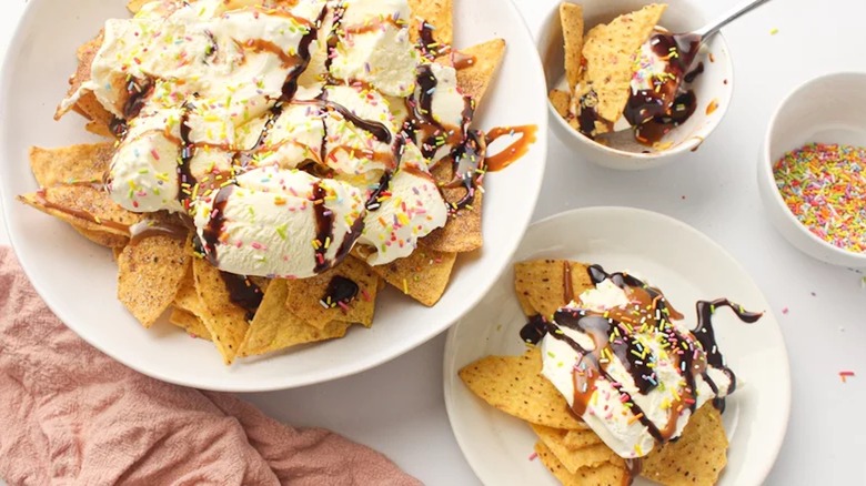 Ice cream over chips