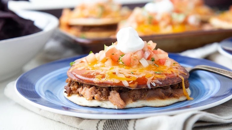 Mexican pizza with sour cream