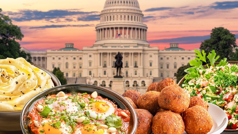 Plates of food in front of DC capital