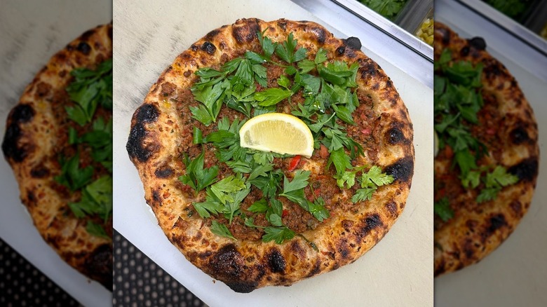 Pizza with green herbs