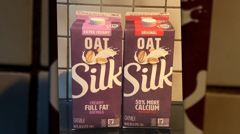 Two cartons of Silk oat milk