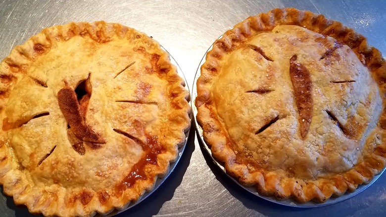 Two chile pies on table