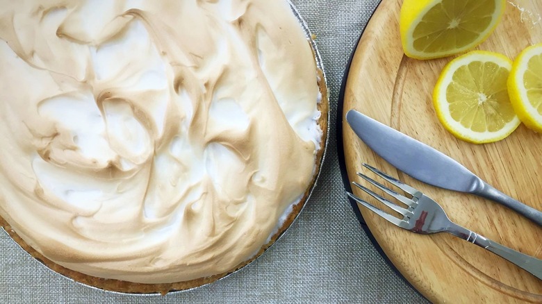 Lemon meringue pie and lemons