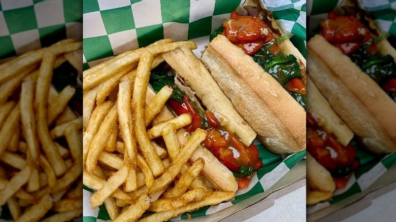 sandwich and fries