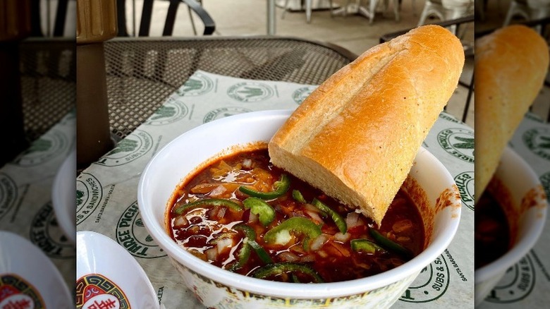 Jalapeño chili with a baguette