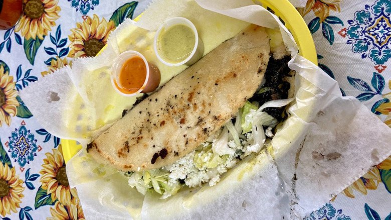 huitlacoche quesadilla with sauces