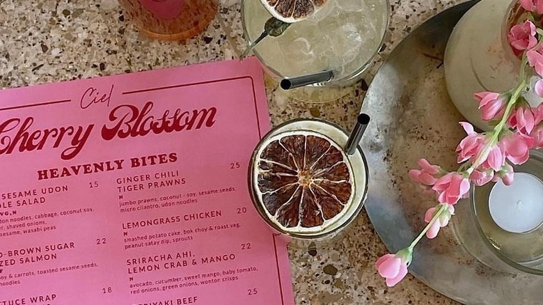 Cherry blossom drink menu