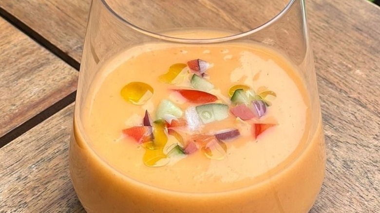 Vegetable gazpacho in a glass