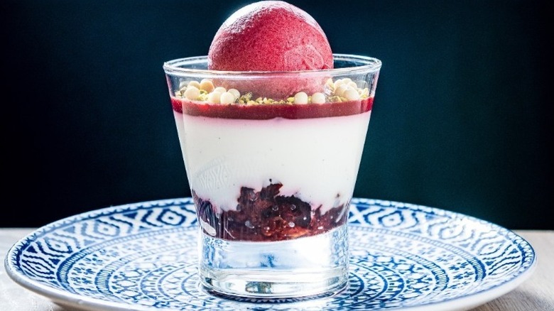 Cherry blossom yogurt parfait