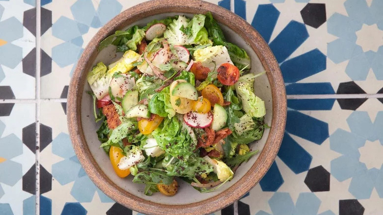 Simple Fattoush Salad With Pomegranate Molasses