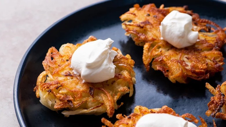 Latkes with sour cream