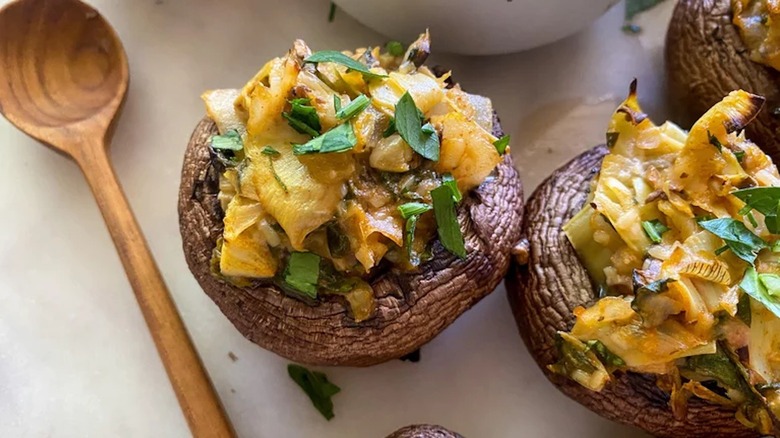 Artichoke stuffed mushrooms