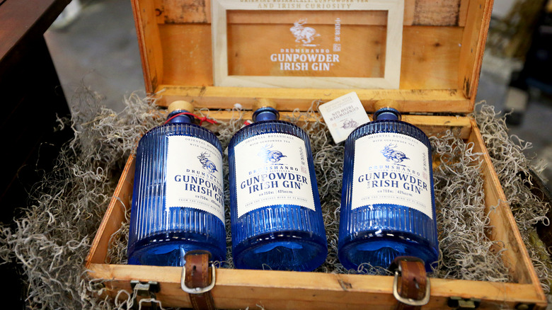 Three bottles of Drumshanbo gin