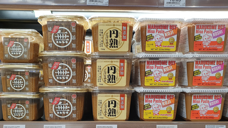 miso paste on a supermarket shelf