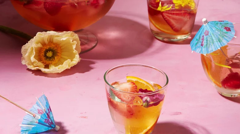 Rosé Sangria with Strawberries and Dried Flowers