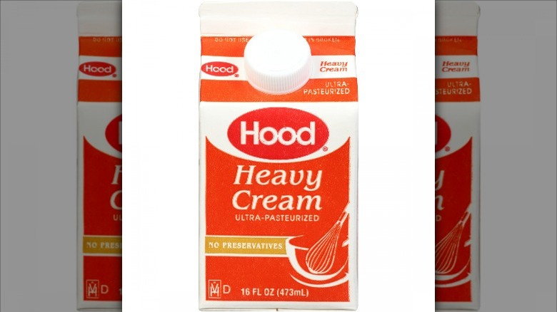 Carton of Hood heavy cream