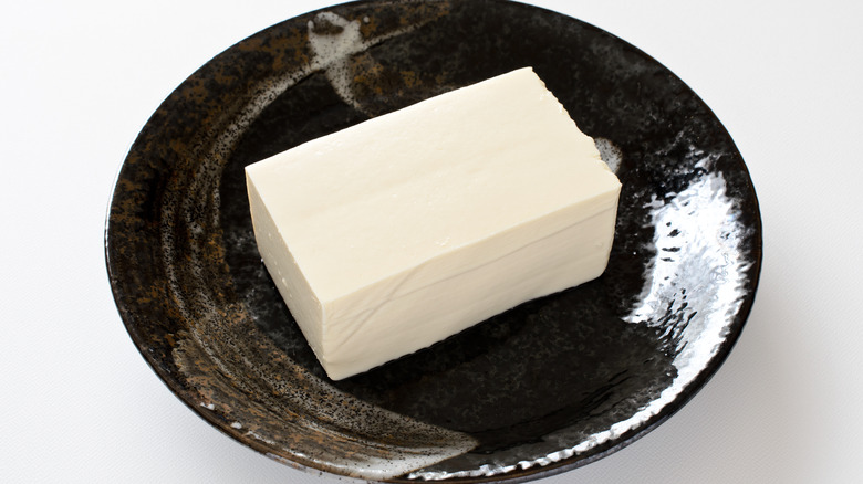 Silken tofu on plate