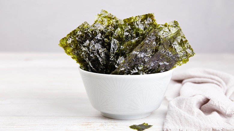 A bowl of nori seaweed