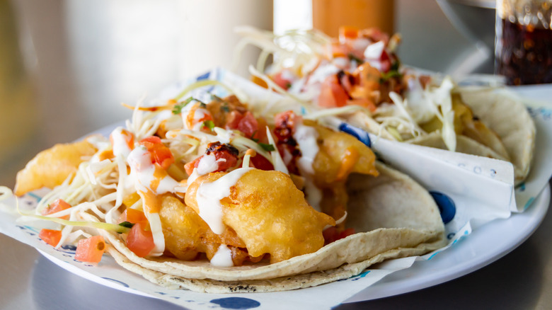 Baja style fried fish tacos