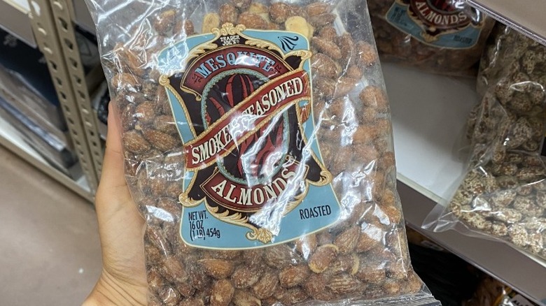 Mesquite smoked almonds in store
