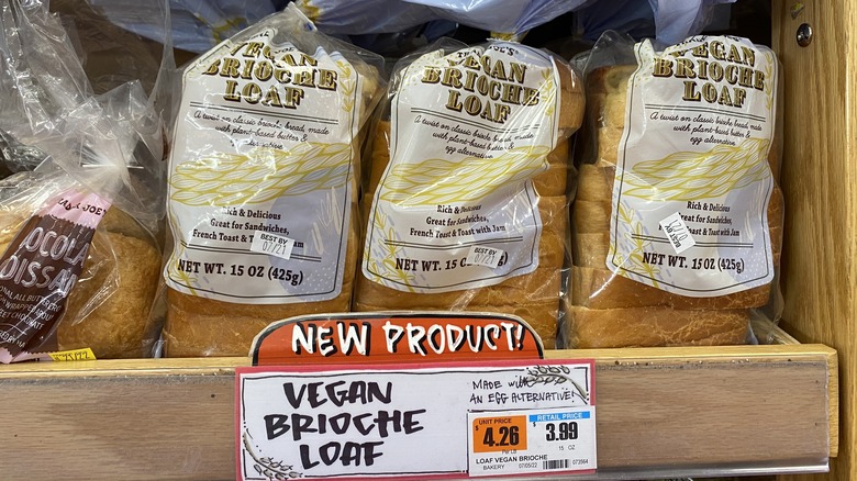 Vegan brioche loaf on shelves