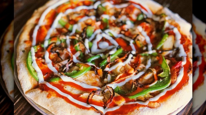 Pizza with vegetables and sauce