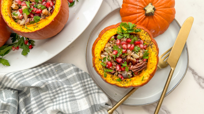 stuffed pumpkin on plate