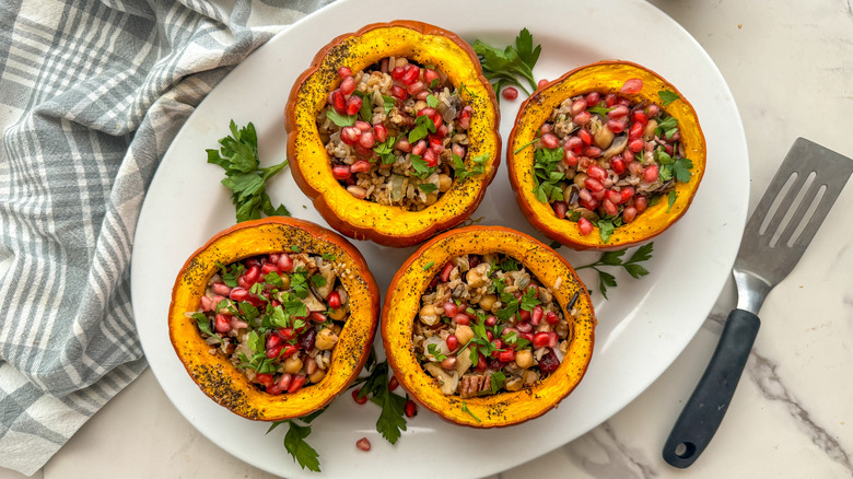 stuffed pumpkins on plattee