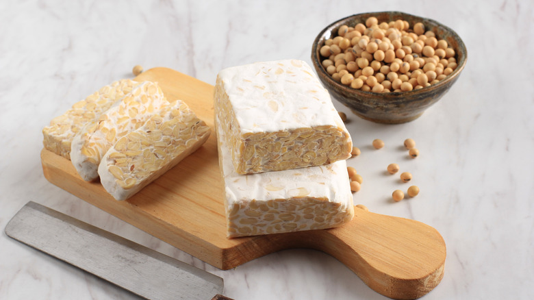 Tempeh soy beans chopping board