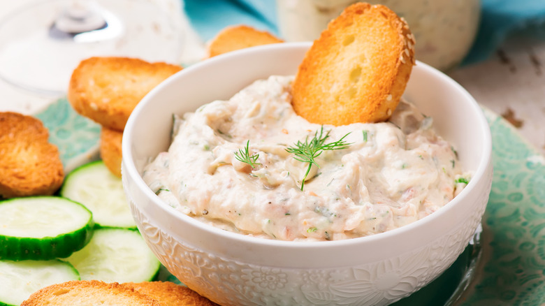 salmon dip in a bowl