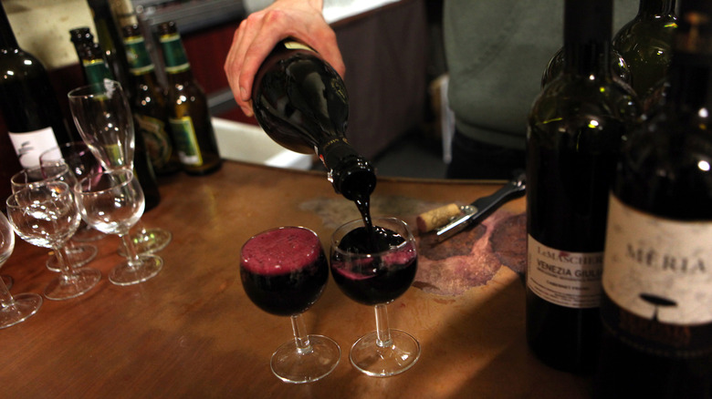 Lambrusco being poured