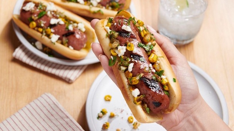 Beyond Bratwurst on hot dog bun