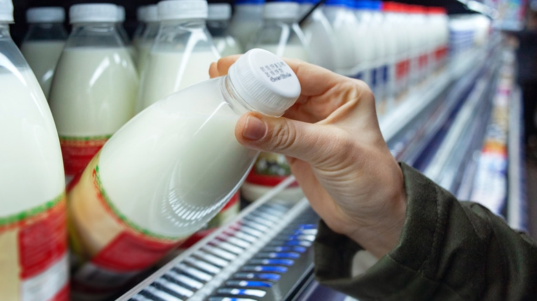 buying a bottle of milk