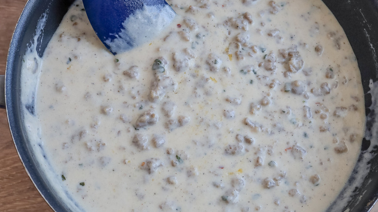 sausage gravy in skillet