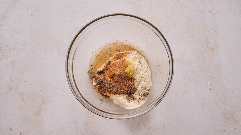 cajun bourbon mayo ingredients in bowl