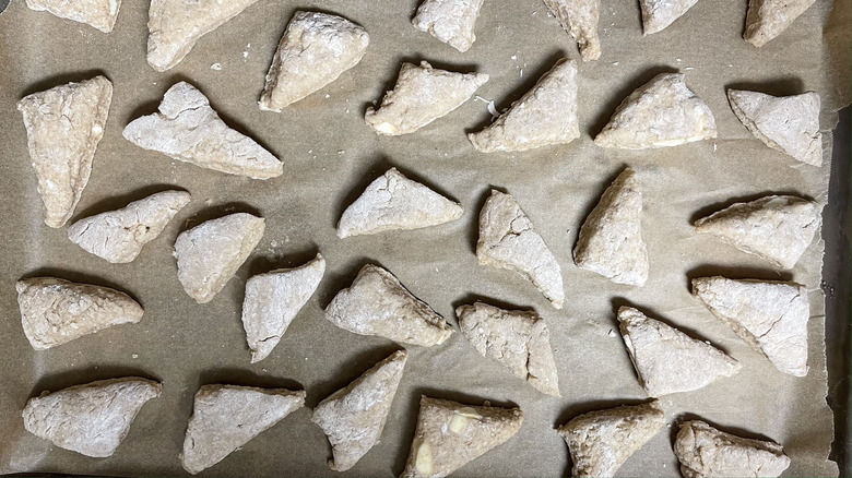 dough triangles on paper