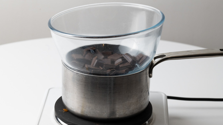 chocolate melting in bowl