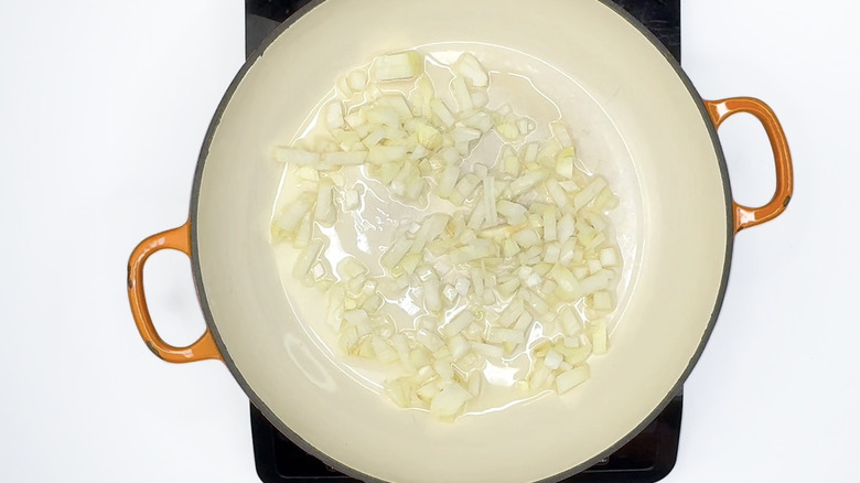 Frying onion in pan